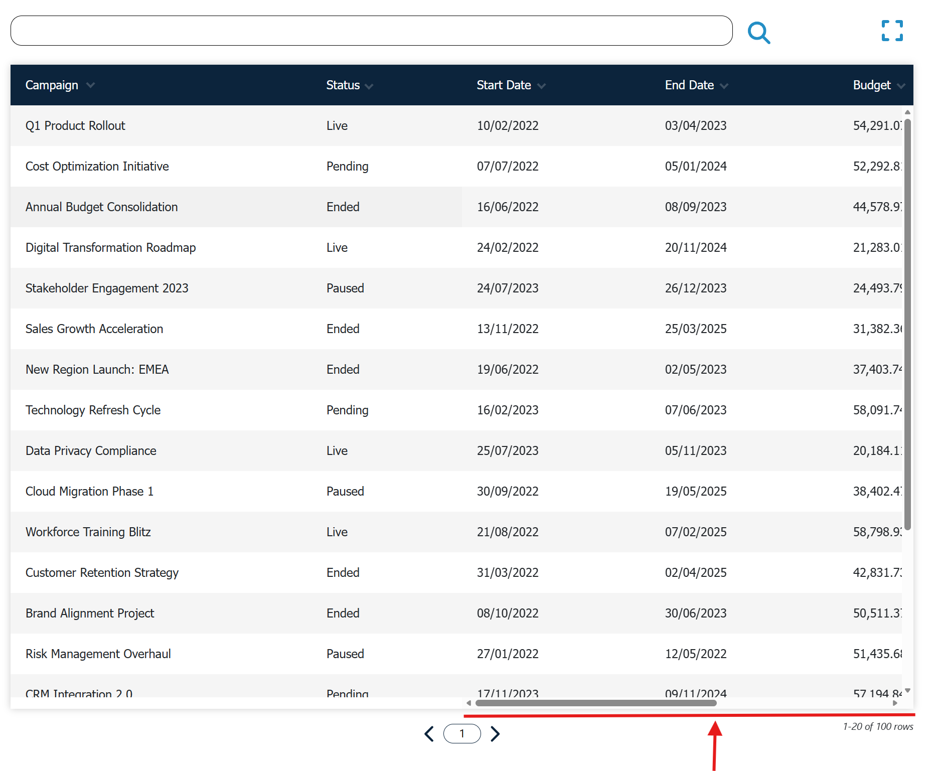 Image of the table editor