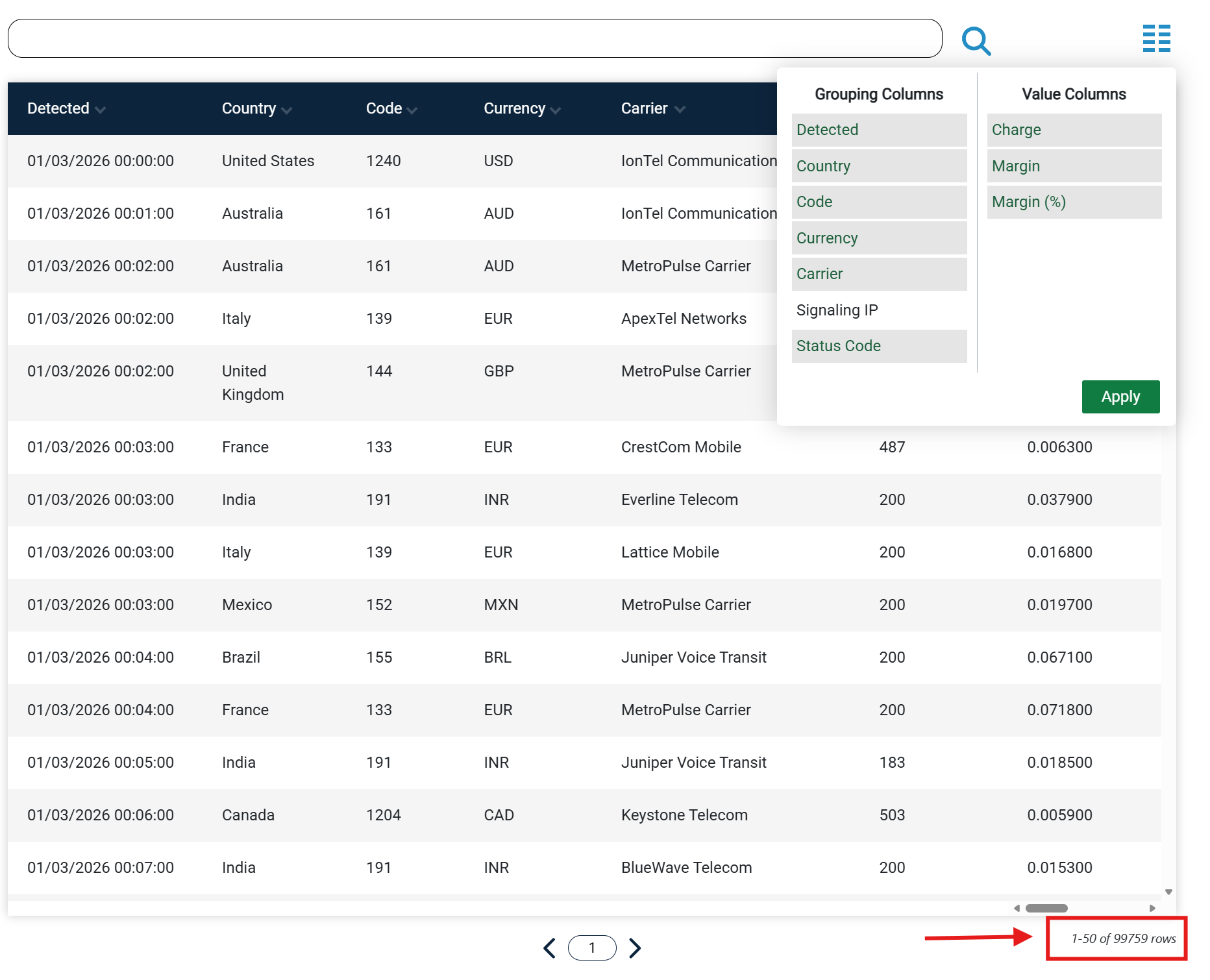 Image of the table editor